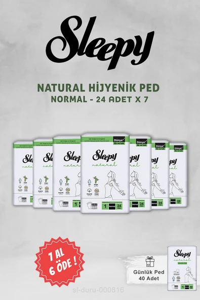 7 AL 6 ÖDE Sleepy Natural Ultra Normal Hijyenik Ped 24 Adet ve 40'lı Günlük Ped ürün görseli