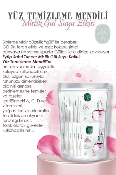7 AL 6 ÖDE Eyüp Sabri Tuncer Gül Suyu Yüz Temizleme Mendili 30'lu, Pamuk Hediyeli - 2