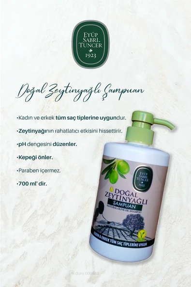 Eyüp Sabri Tuncer Doğal Zeytinyağlı Şampuan 24 AL 22 ÖDE 700 ml ve Pamuk - 2