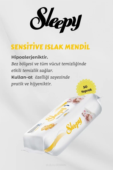 Sleepy Sensitive Islak Mendil 7 AL 6 ÖDE 50 Yaprak ve Bebek Temizleme Pamuğu - Resim 2