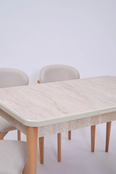 Göksu Traverten Boyalı Mdf Mutfak Masa Takımı 80x130 - Resim 7