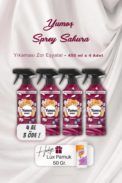 4 AL 3 ÖDE Yumoş Sprey Sakura 450 ml, Pamuk Hediyeli ürün görseli