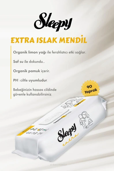 Sleepy Extra Islak Bebek Havlusu 90 Adet 28 AL 25 ÖDE ve Bebe Pamuğu - Resim 2