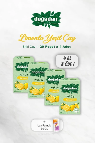 4 AL 3 ÖDE Doğadan Yeşil Çay Limonlu 20'li, Pamuk ürün görseli