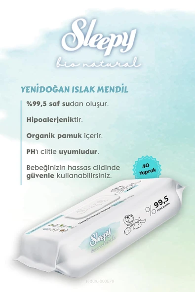 Sleepy Bio Natural Islak Havlu 40'lı  11 AL 10 ÖDE ve Bebe Temizleme Pamuğu - 2