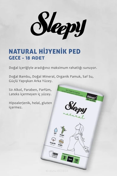 7 AL 6 ÖDE Sleepy Natural Gece Hassas Hijyenik Ped 18 Adet ve 50 li Doğal Islak Mendil - Resim 2