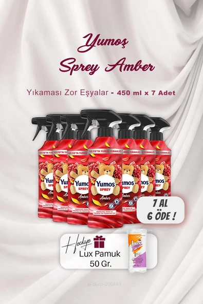 Yumoş Sprey Amber 450 ml 7 AL 6 ÖDE , Pamuk Hediyeli ürün görseli