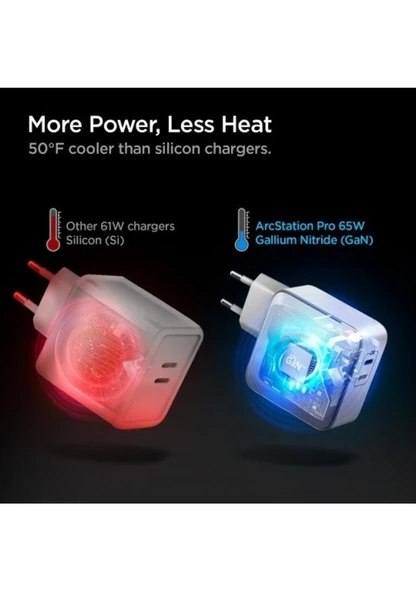 Spigen PowerArc ArcStation Pro ACH02693 65 W Type-C Hızlı Şarj Adaptörü - 8