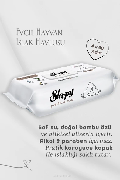 4 AL 3 ÖDE Evcil Hayvan Islak Mendili 240 Yaprak, Kulak Çubuğu Hediyeli - Resim 2