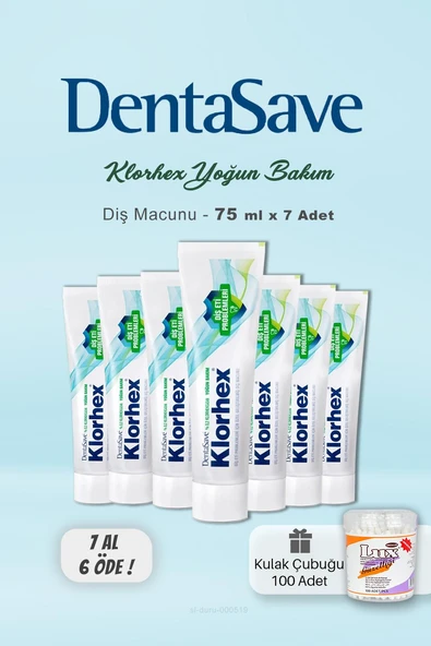 DentaSave Klorhex Diş Macunu 7 AL 6 ÖDE  75 ml ve Kulak Çubuğu, ürün görseli