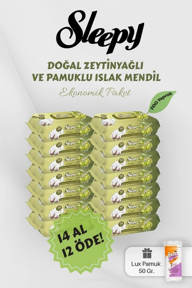 Sleepy Zeytinyağlı Pamuklu Bebek Havlusu 14 AL 12 Öde Hediyeli