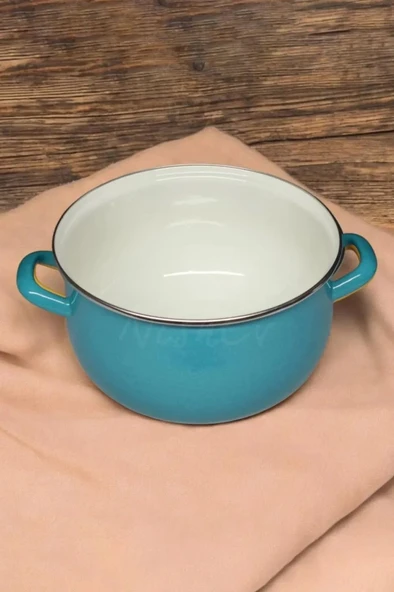 Emaye Derin Bombeli Yoğurt Tenceresi 24 Cm 5 Litre Turkuaz 322-C - 2