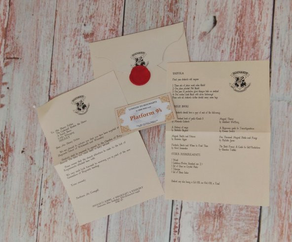 Harry Potter Hogwarts Ekspress Kabul Mektubu Davet Mektup Bilet