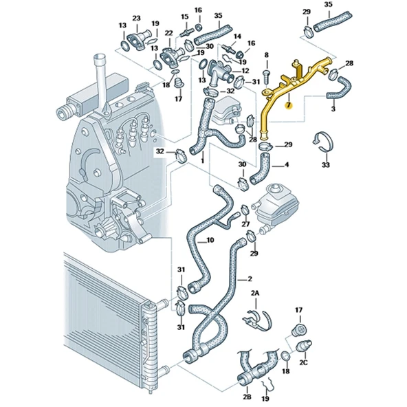 VW Passat B5 1997-2000 1.9TDi AFN Devirdaim Su Borusu 028121065AE - 2