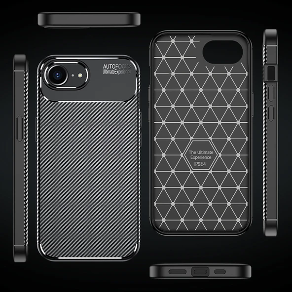 Apple iPhone 16E Kılıf Karbon Silikon Case Kapak - 8