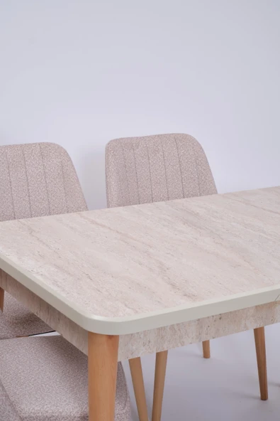 Milano Traverten Boyalı Mdf Mutfak Masa Takımı 80x130 - 7
