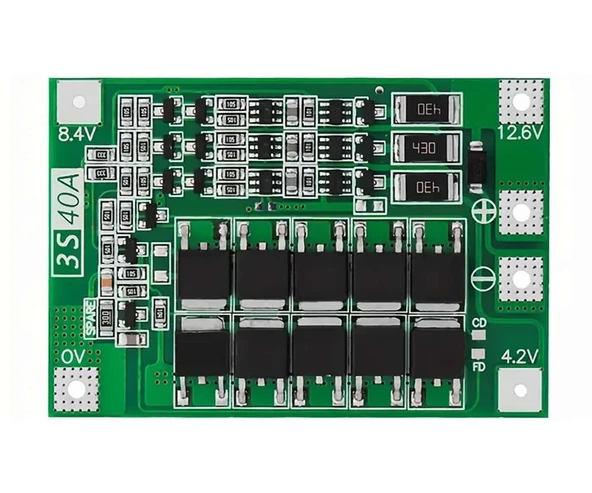 3S 40A Bms Balans Lityum Batarya Koruma Kartı 3 Seri Hücreli Pil Li-ion 18650 12.6V Makap Elektrikli Tornavida