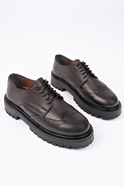 Muggo AMOUR  Bağcıklı Hakiki Deri Kalın Taban Günlük Casual Makosen Kadın Loafer Ayakkabı - 3