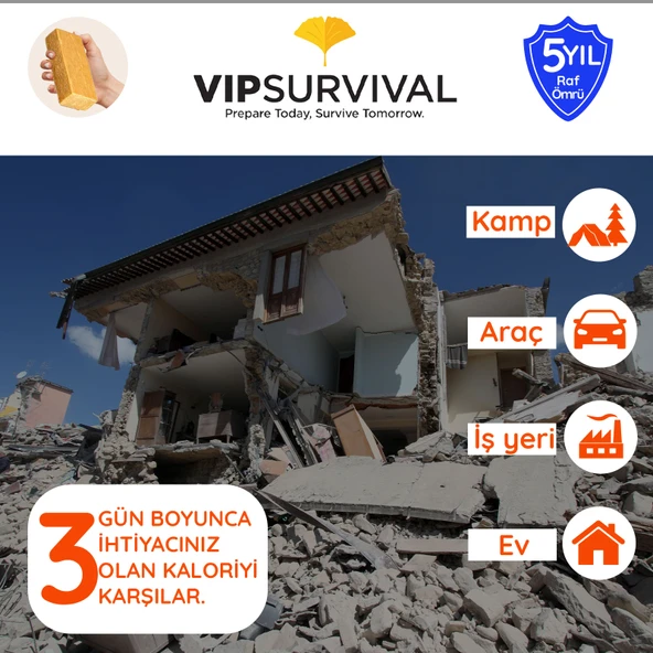 5 Yıl Raf Ömrü ile Acil Durum Gıdası Hayat Kurtaran Beslenme (25 Paket x 500 gr.) - 5