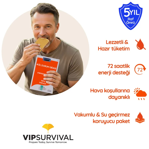5 Yıl Raf Ömrü ile Acil Durum Gıdası Hayat Kurtaran Beslenme (25 Paket x 500 gr.) - 4