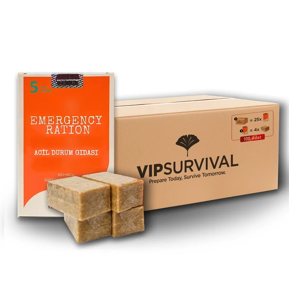 5 Yıl Raf Ömrü ile Acil Durum Gıdası Hayat Kurtaran Beslenme (25 Paket x 500 gr.)