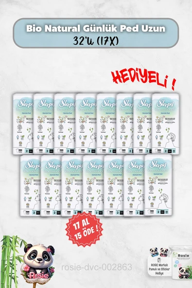 Sleepy 32'li Bio Natural 17 Al 15 Öde Günlük Ped Uzun ve Rosie Hediye ürün görseli