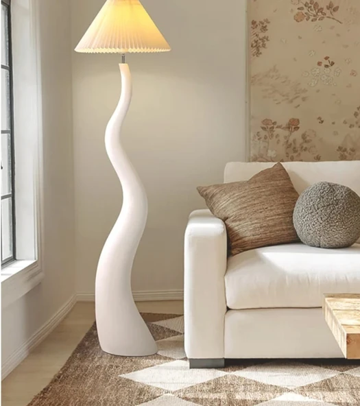 YÜCEELLER Fransız İskandinav Lux Lambader Oturma Odası Çalışma Odası Villa Otel Dekoratif Ayaklı BEYAZ RENK