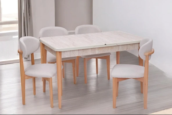 Norte Traverten Boyalı Mdf Mutfak Masa Takımı 80x130 - 1