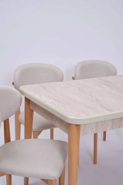 Norte Traverten Boyalı Mdf Mutfak Masa Takımı 80x130 - 7