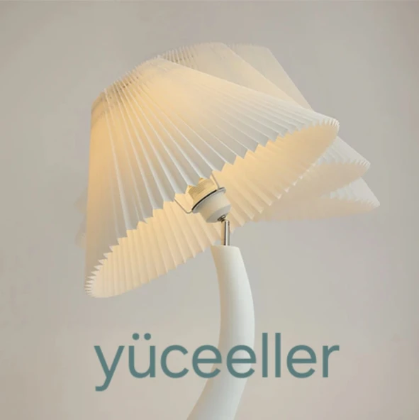 YÜCEELLER Fransız İskandinav Lux Lambader Oturma Odası Çalışma Odası Villa Otel Dekoratif Ayaklı CEVİZ RENGİ - 2