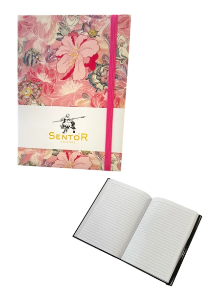 Sentor Çiçek desenli suni deri 168 ypr çizgili 14 x 20cm çok amaçlı defter - 4