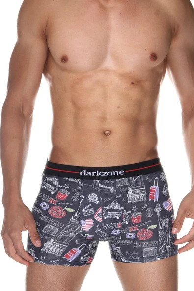 Seyahat Desenli Dijital Baskılı Erkek Boxer 2066