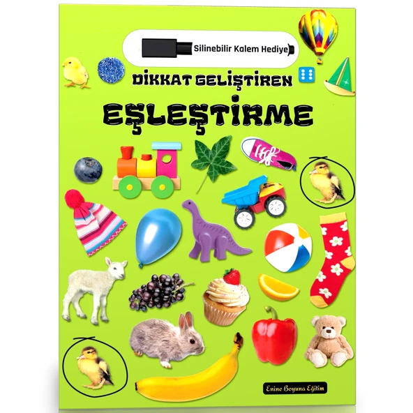 Dikkat Geliştiren EŞLEŞTİRME Yaz Sil Kitabı (Silinebilir Kalem Hediyeli)