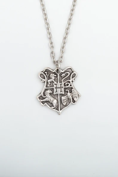 Harry Potter Hogwarts Sembol Gümüş Kaplama Düz Zincir Kolye ürün görseli 1