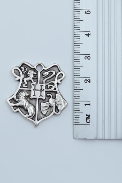 Harry Potter Hogwarts Sembol Gümüş Kaplama Düz Zincir Kolye - Resim 3