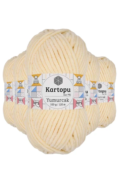 5 Adet Yumurcak Kadife El Örgü İpi Koyu Krem K349 ürün görseli 1