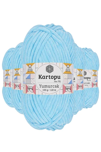 5 Adet Yumurcak Kadife El Örgü İpi Açık Turkuaz K516 ürün görseli 1