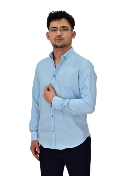 Erkek Likralı Spor Silim Fit Gömlek BGL-ST04326 - Resim 12