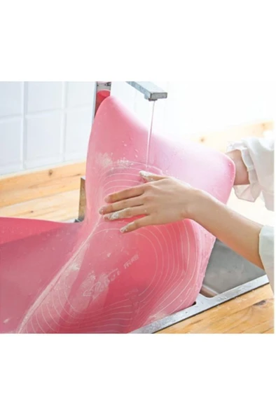 50 x 40 cm Silikon Hamur Açma Matı Ölçekli Yapışmaz Kaymaz Mat Erişte Mantı Hamuru Altlığı Silpat - 4