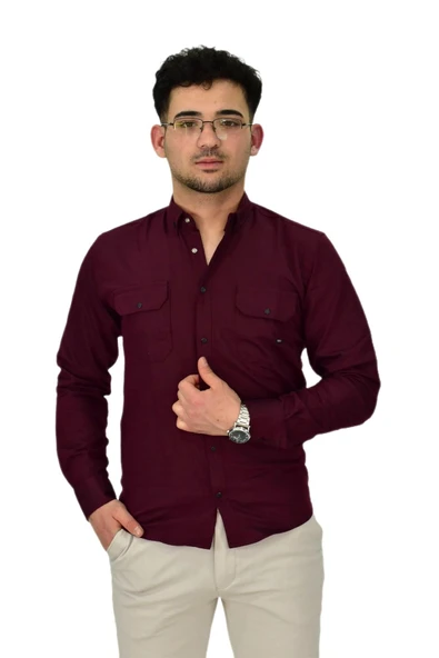 Erkek Spor Likralı Gömlek BGL-ST04343 - Resim 6