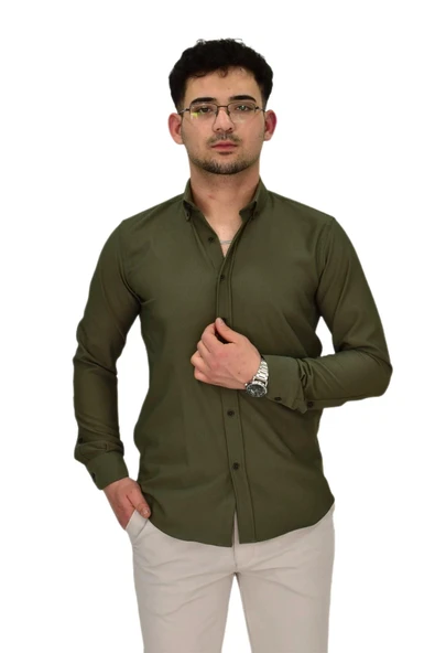 Erkek Likralı Spor Silim Fit Gömlek BGL-ST04326 - Resim 6