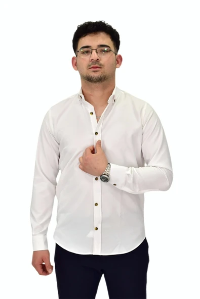 Erkek Likralı Spor Silim Fit Gömlek BGL-ST04326 - Resim 8