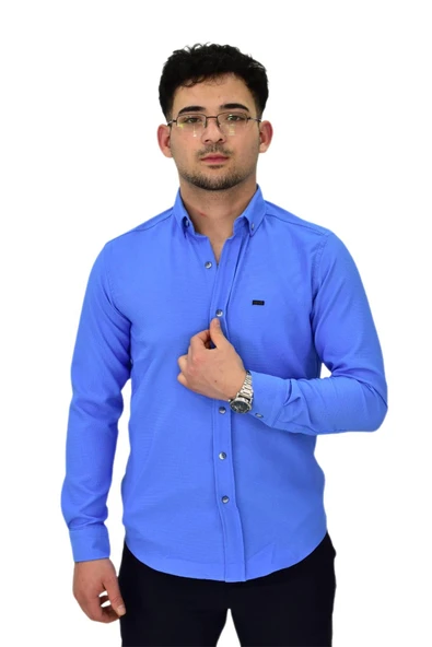 Erkek Likralı Spor Silim Fit Gömlek BGL-ST04327 - Resim 5