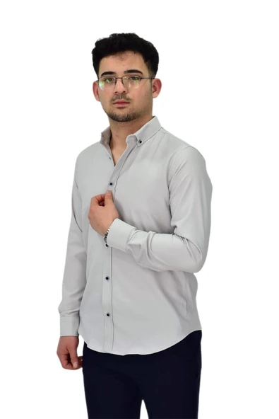 Erkek Likralı Spor Silim Fit Gömlek BGL-ST04326 - Resim 11
