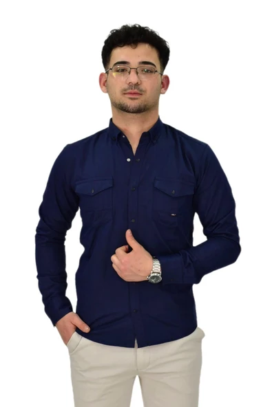 Erkek Spor Likralı Gömlek BGL-ST04343 - Resim 4