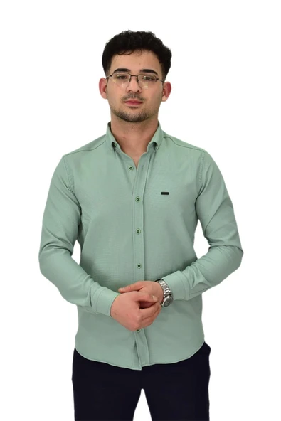 Erkek Likralı Spor Silim Fit Gömlek BGL-ST04327 - Resim 6