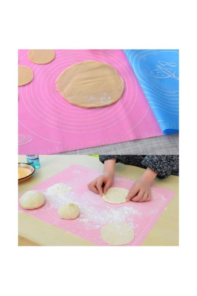 50 x 40 cm Silikon Hamur Açma Matı Ölçekli Yapışmaz Kaymaz Mat Erişte Mantı Hamuru Altlığı Silpat - 8