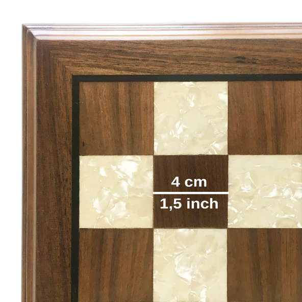 Helena Wood Art Masif Ceviz Sedefli Satranç Tablası 40x40cm - 4