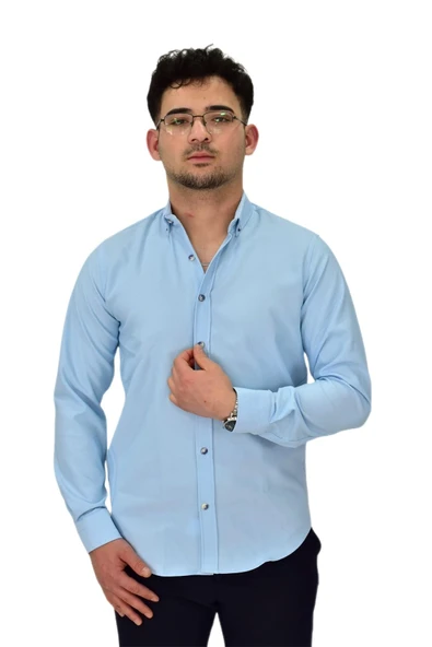 Erkek Likralı Spor Silim Fit Gömlek BGL-ST04326 - Resim 5