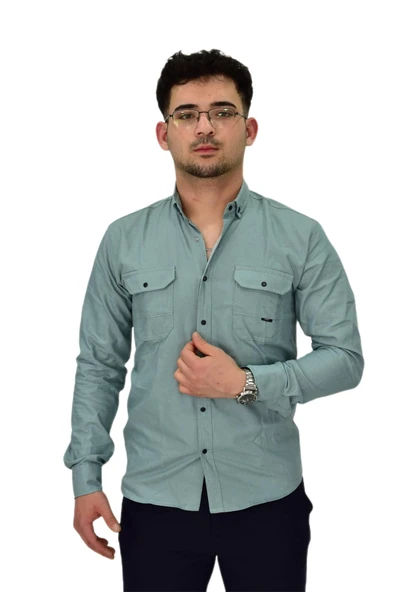 Erkek Spor Likralı Gömlek BGL-ST04343 - Resim 12